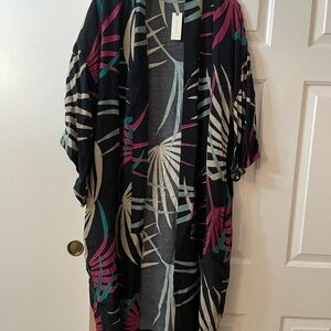 Black and Pink Tropical Kimono